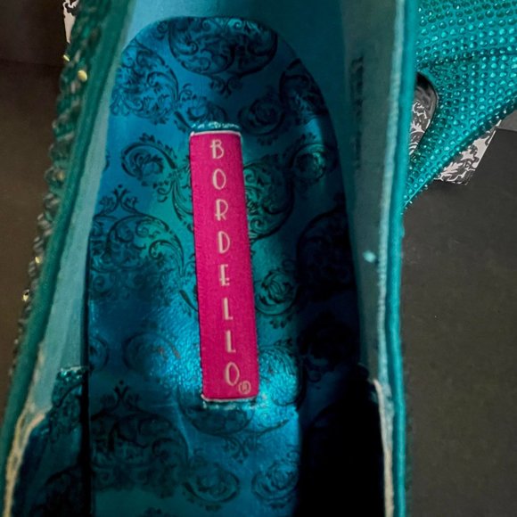 Bordello Teeze Rhinestone Platforms Turquoise Size 8 - Picture 9 of 13